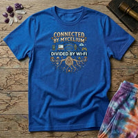 Printify T-Shirt Connected by Mycelium Divided By Wi-Fi T-Shirt Mushroom Magic Mushroom T-Shirt