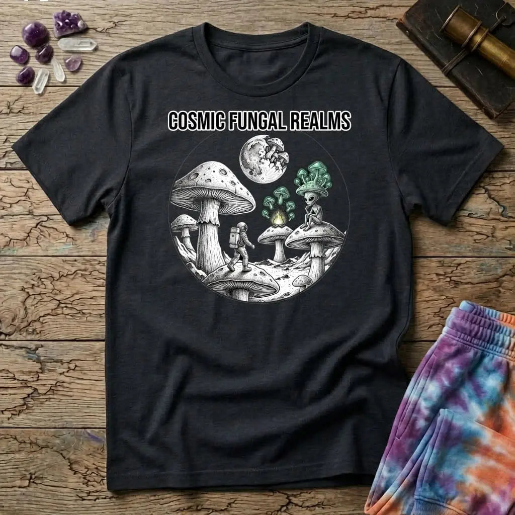 Printify T-Shirt Cosmic Fungal Realms Mushroom T-Shirt Mushroom Magic Mushroom T-Shirt
