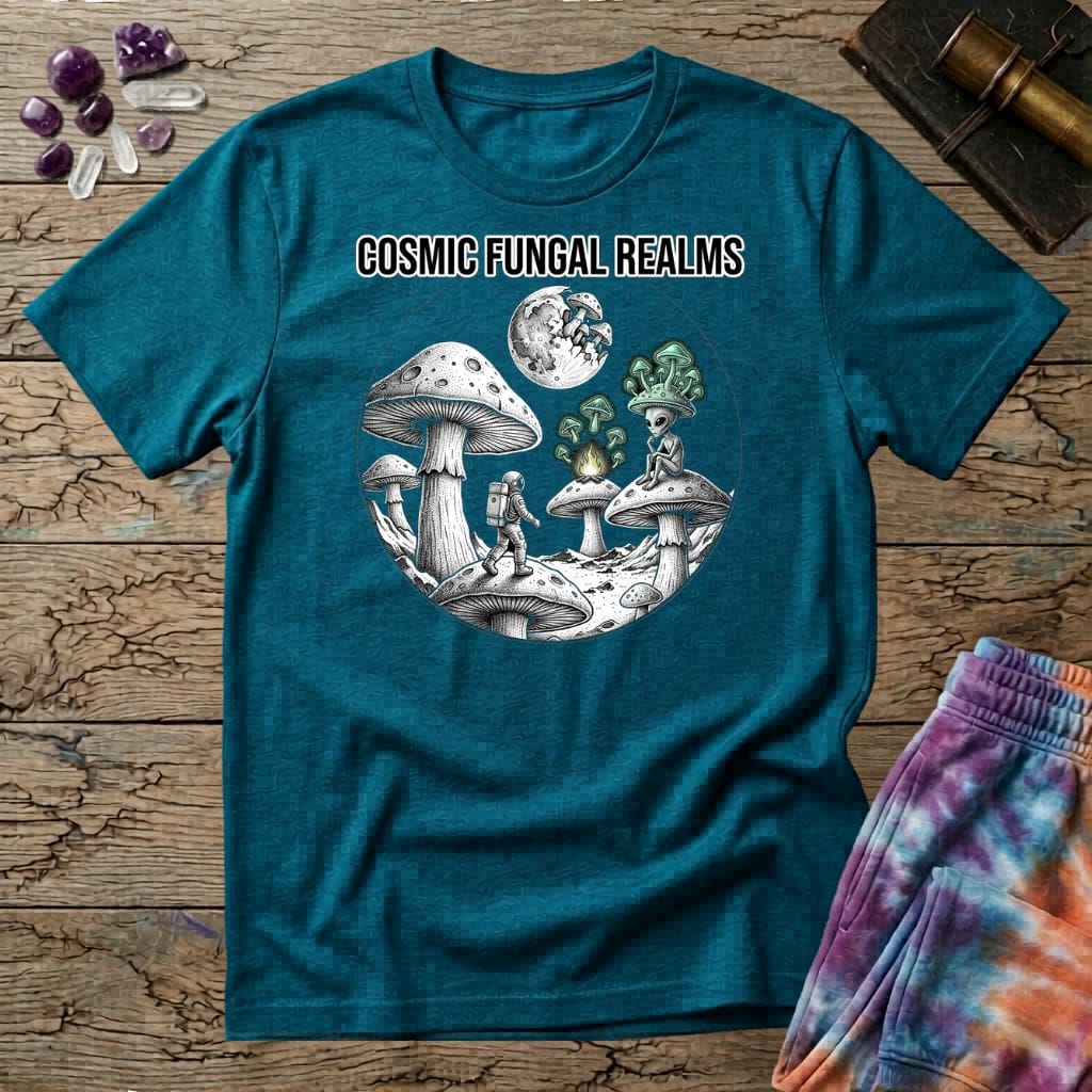 Printify T-Shirt Cosmic Fungal Realms Mushroom T-Shirt Mushroom Magic Mushroom T-Shirt