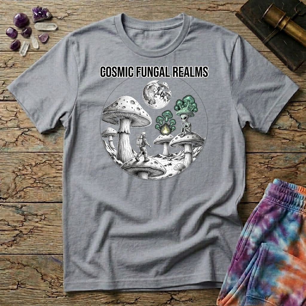 Printify T-Shirt Cosmic Fungal Realms Mushroom T-Shirt Mushroom Magic Mushroom T-Shirt