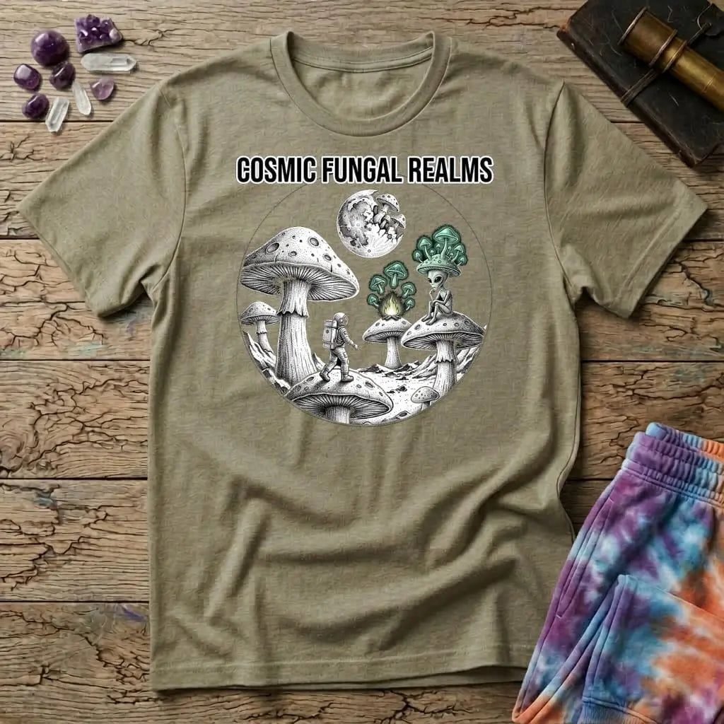 Printify T-Shirt Cosmic Fungal Realms Mushroom T-Shirt Mushroom Magic Mushroom T-Shirt
