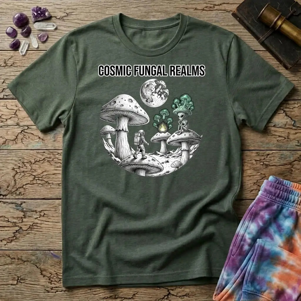 Printify T-Shirt Cosmic Fungal Realms Mushroom T-Shirt Mushroom Magic Mushroom T-Shirt