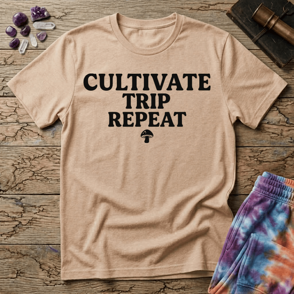 Printify T-Shirt Cultivate Trip Repeat Mushroom T-Shirt Mushroom Magic Mushroom T-Shirt