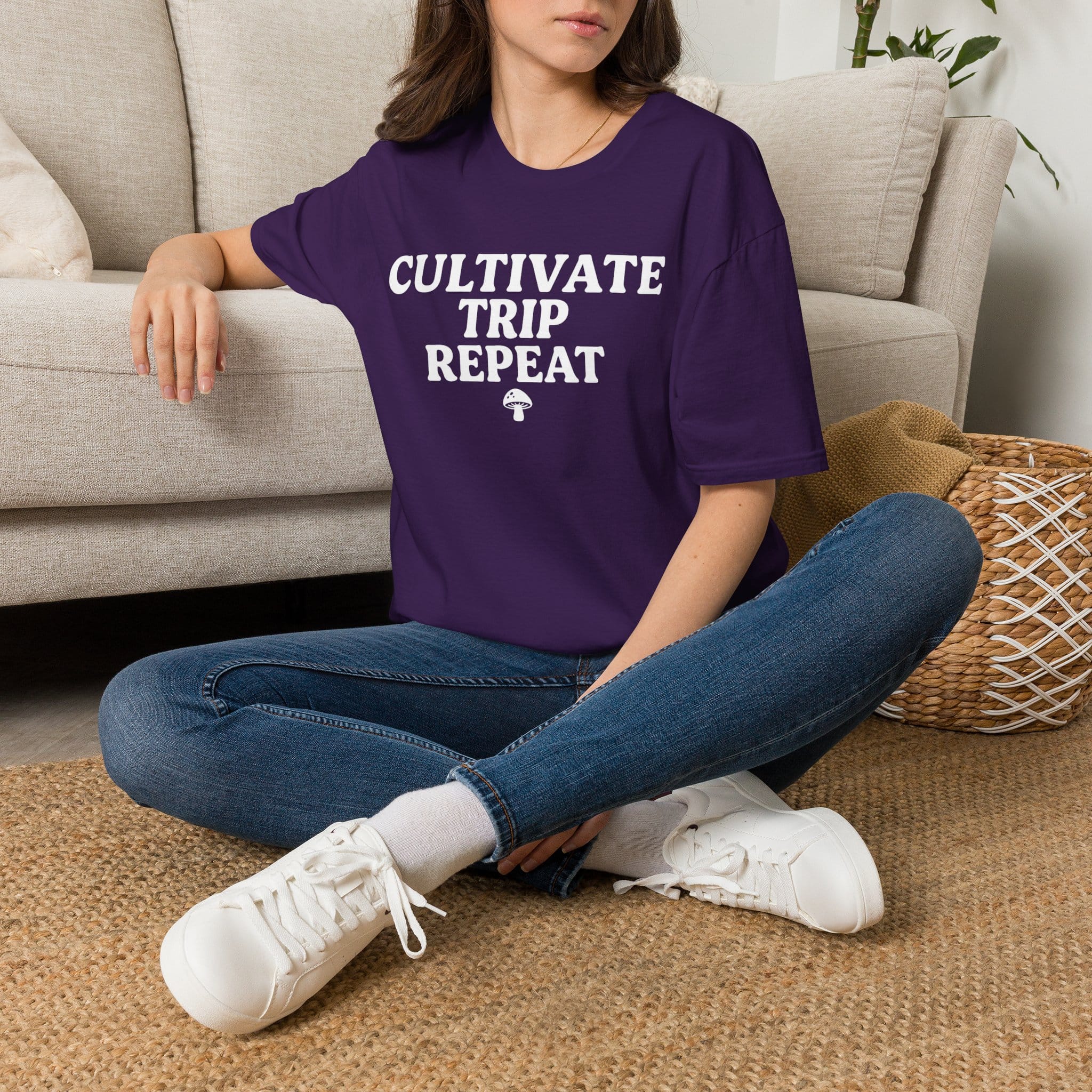 Printify T-Shirt Cultivate Trip Repeat Mushroom T-Shirt Mushroom Magic Mushroom T-Shirt
