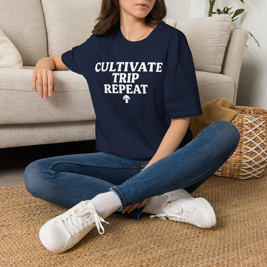 Printify T-Shirt Cultivate Trip Repeat Mushroom T-Shirt Mushroom Magic Mushroom T-Shirt