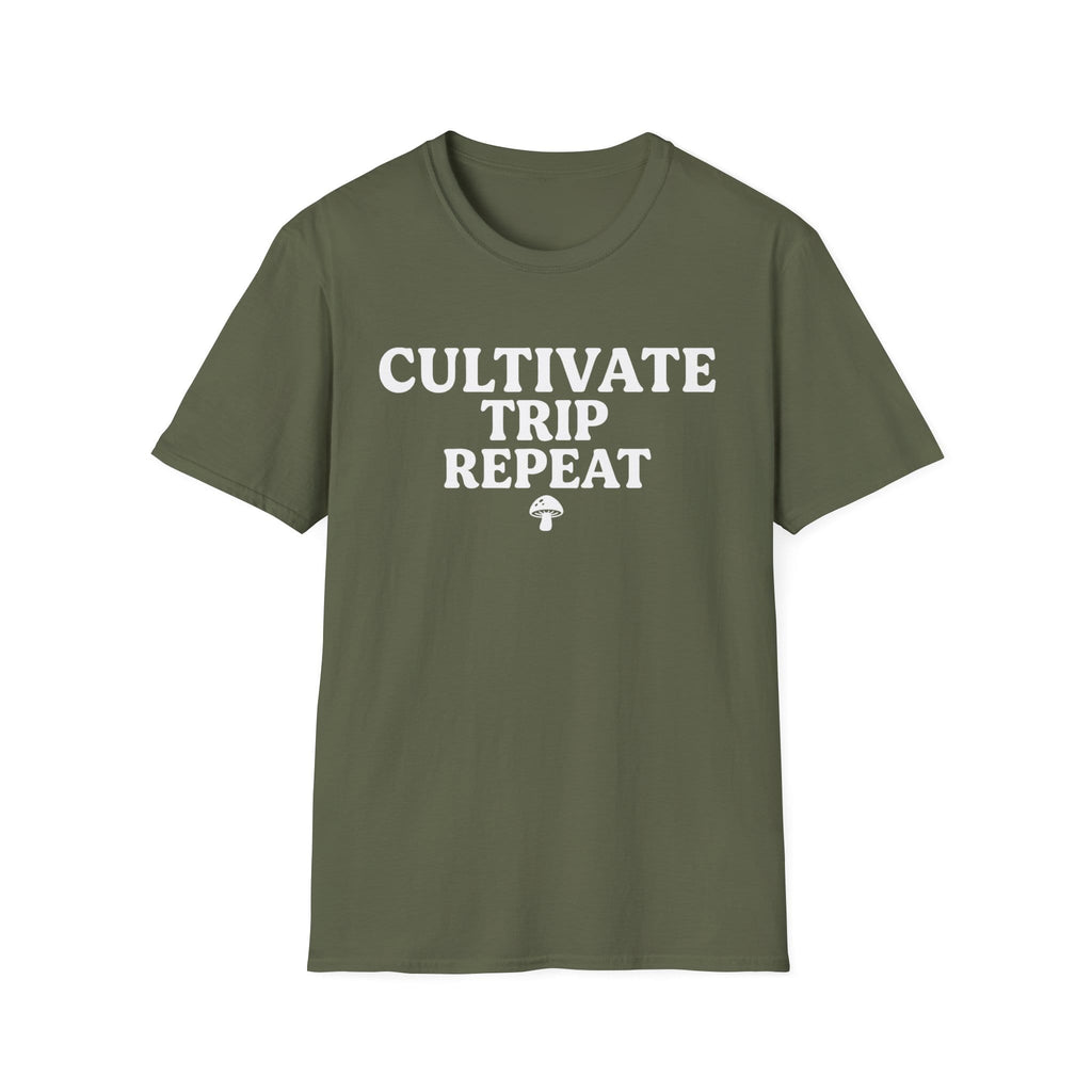 Printify T-Shirt Cultivate Trip Repeat Mushroom T-Shirt Mushroom Magic Mushroom T-Shirt