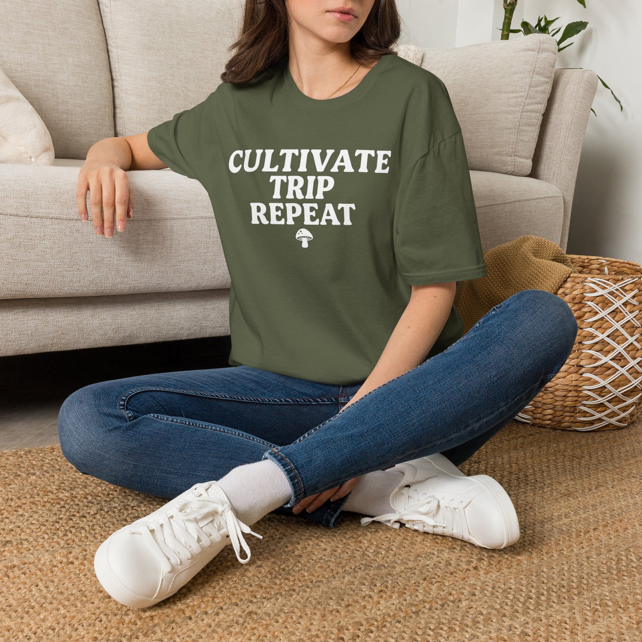 Printify T-Shirt Cultivate Trip Repeat Mushroom T-Shirt Mushroom Magic Mushroom T-Shirt