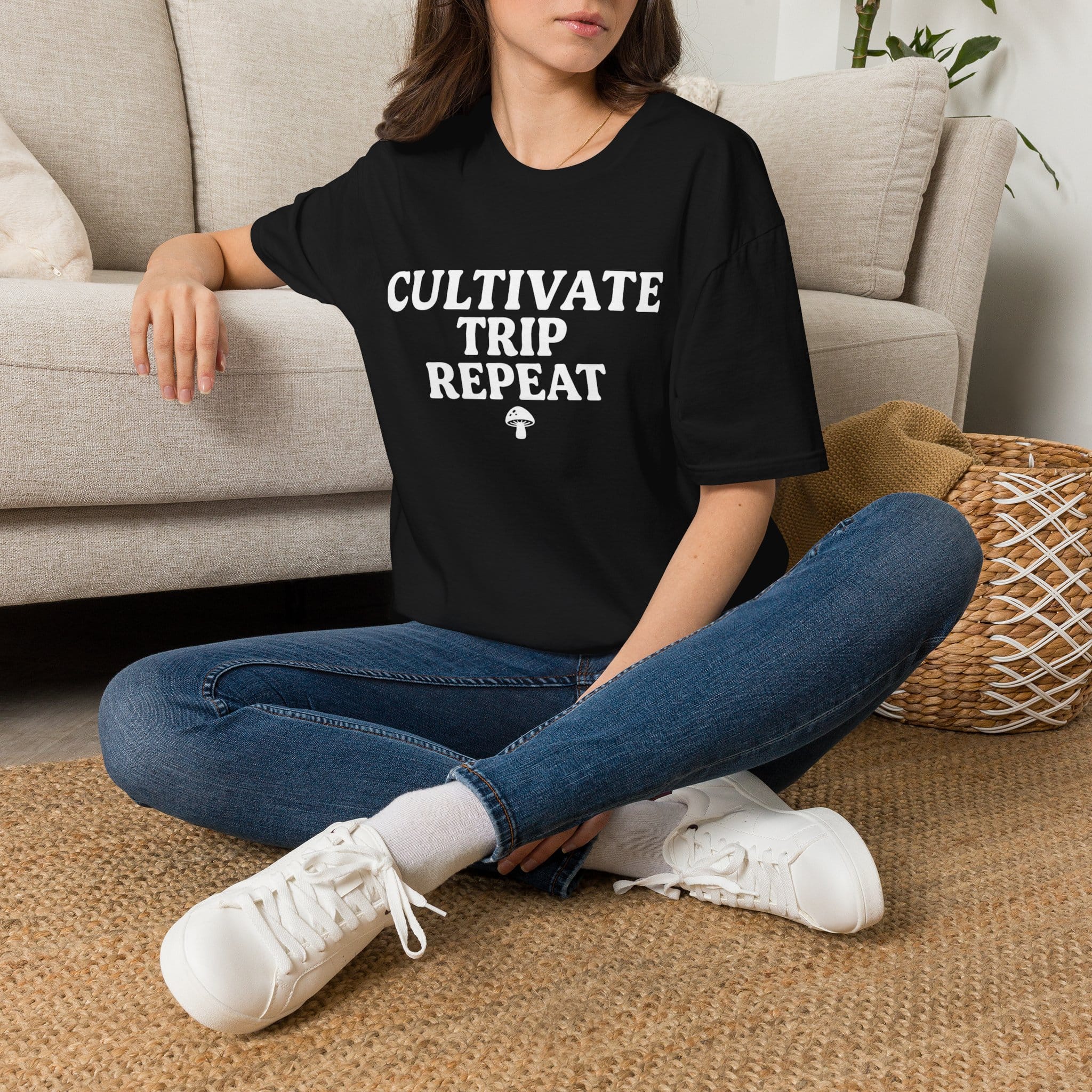 Printify T-Shirt Cultivate Trip Repeat Mushroom T-Shirt Mushroom Magic Mushroom T-Shirt