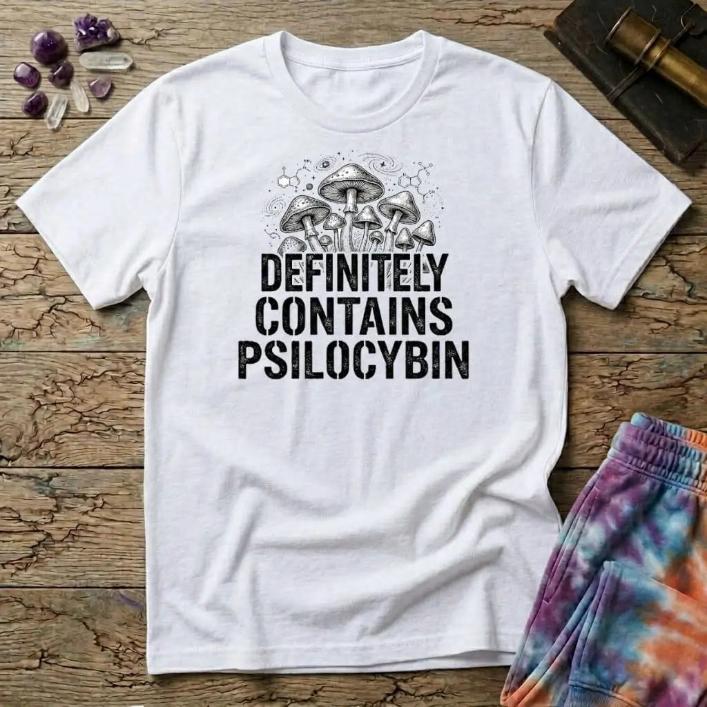Printify T-Shirt Definitely Contains Psilocybin T-Shirt Mushroom Magic Mushroom T-Shirt
