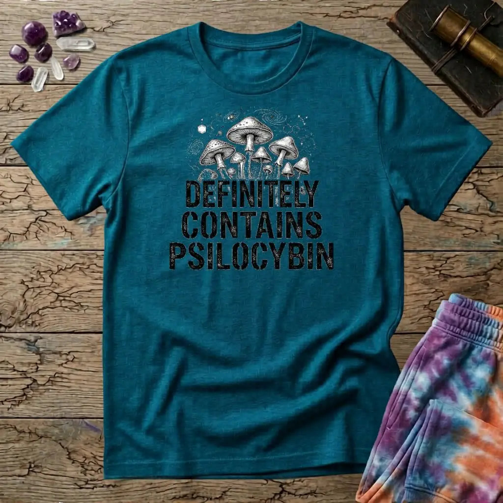 Printify T-Shirt Definitely Contains Psilocybin T-Shirt Mushroom Magic Mushroom T-Shirt