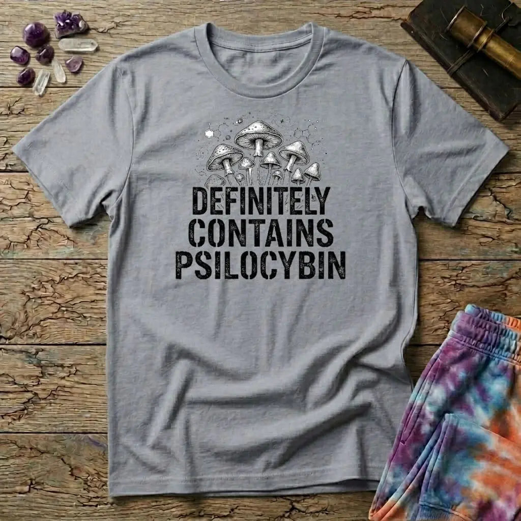 Printify T-Shirt Definitely Contains Psilocybin T-Shirt Mushroom Magic Mushroom T-Shirt