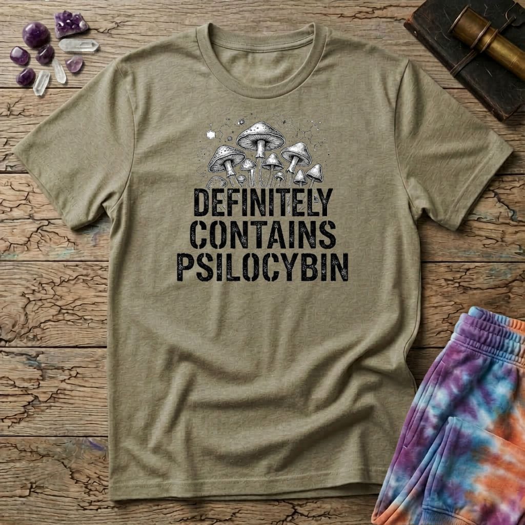Printify T-Shirt Definitely Contains Psilocybin T-Shirt Mushroom Magic Mushroom T-Shirt