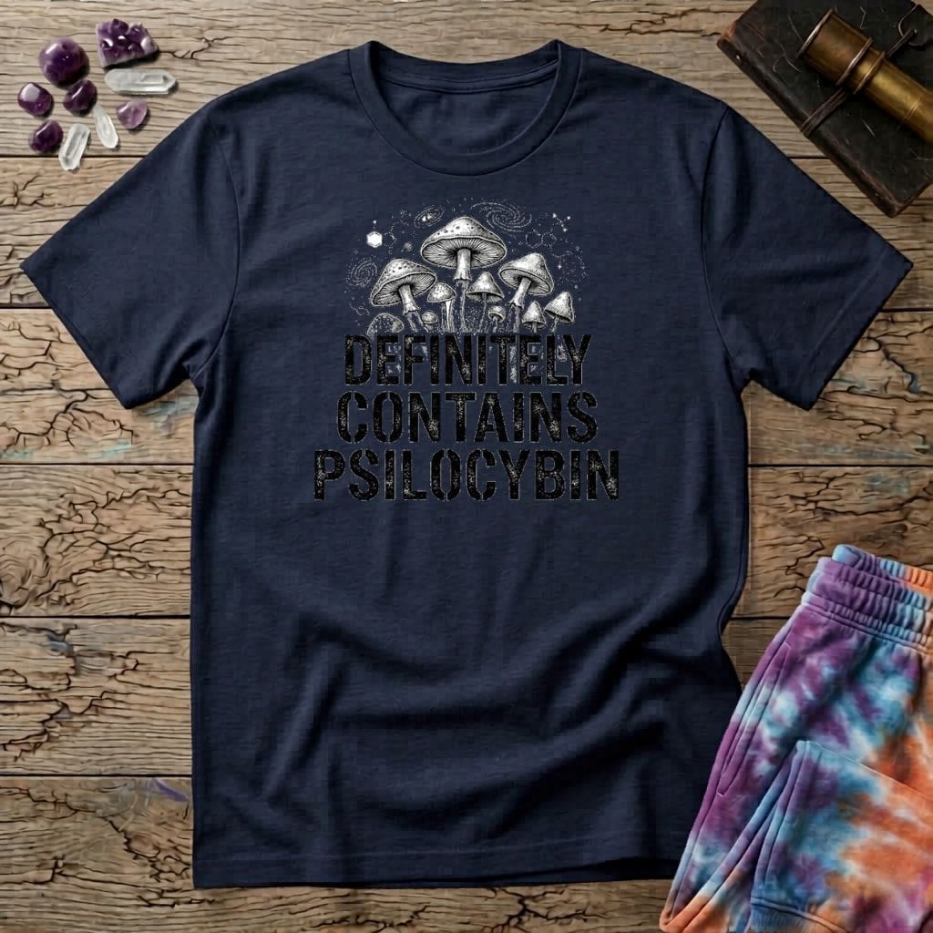 Printify T-Shirt Definitely Contains Psilocybin T-Shirt Mushroom Magic Mushroom T-Shirt