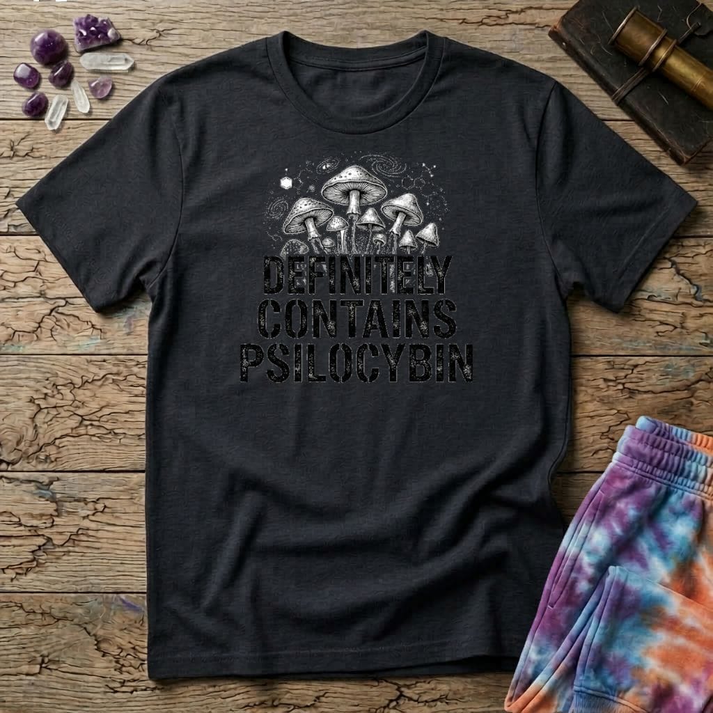 Printify T-Shirt Definitely Contains Psilocybin T-Shirt Mushroom Magic Mushroom T-Shirt