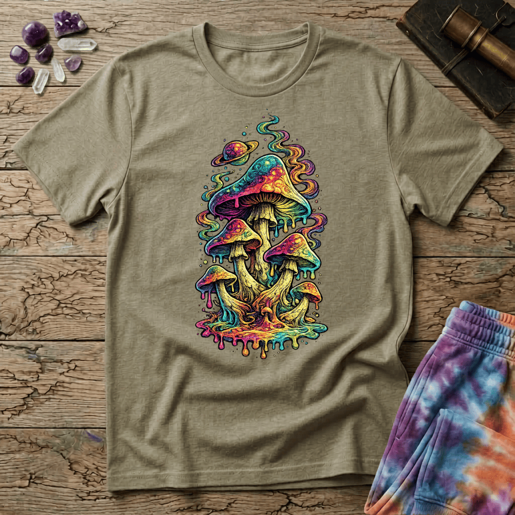 Printify T-Shirt Drippy Mushroom Too T-Shirt Mushroom Magic Mushroom T-Shirt