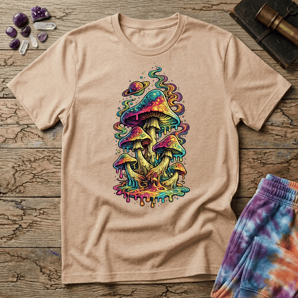 Printify T-Shirt Drippy Mushroom Too T-Shirt Mushroom Magic Mushroom T-Shirt