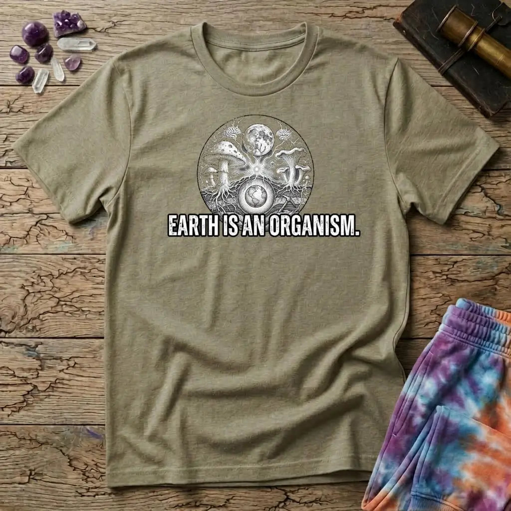 Printify T-Shirt Earth Is An Organism Mushroom T-Shirt Mushroom Magic Mushroom T-Shirt