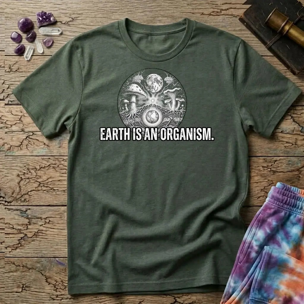 Printify T-Shirt Earth Is An Organism Mushroom T-Shirt Mushroom Magic Mushroom T-Shirt