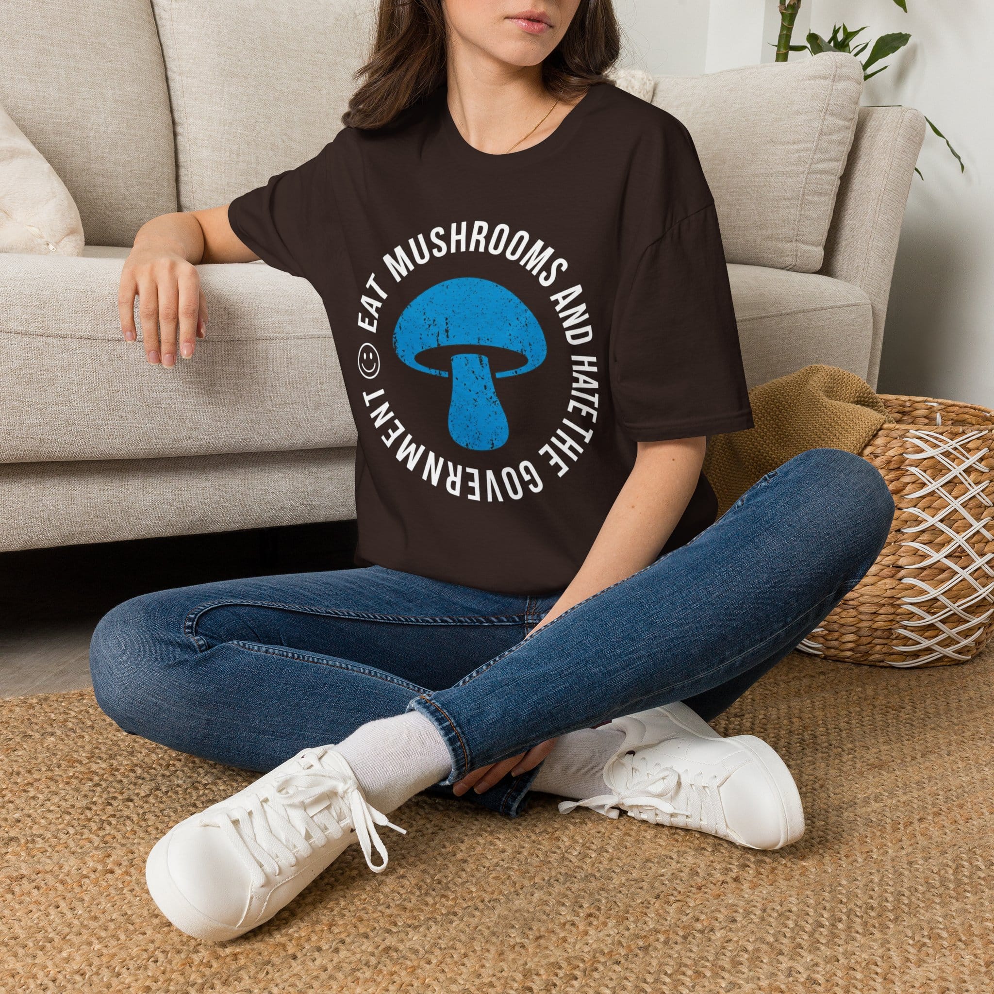 Printify T-Shirt Eat Mushrooms and Hate The Government T-Shirt Mushroom Magic Mushroom T-Shirt