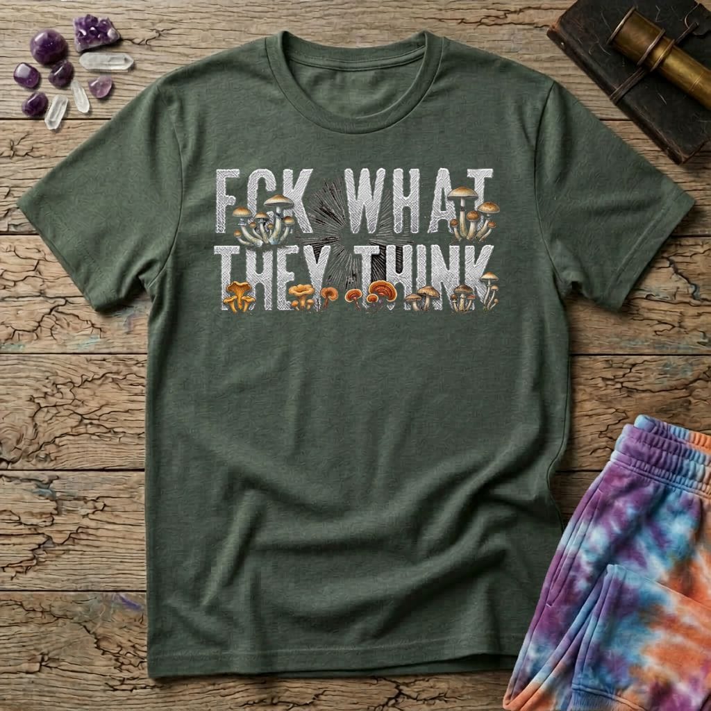 Printify T-Shirt Fck What They Think Mushroom T-Shirt Mushroom Magic Mushroom T-Shirt