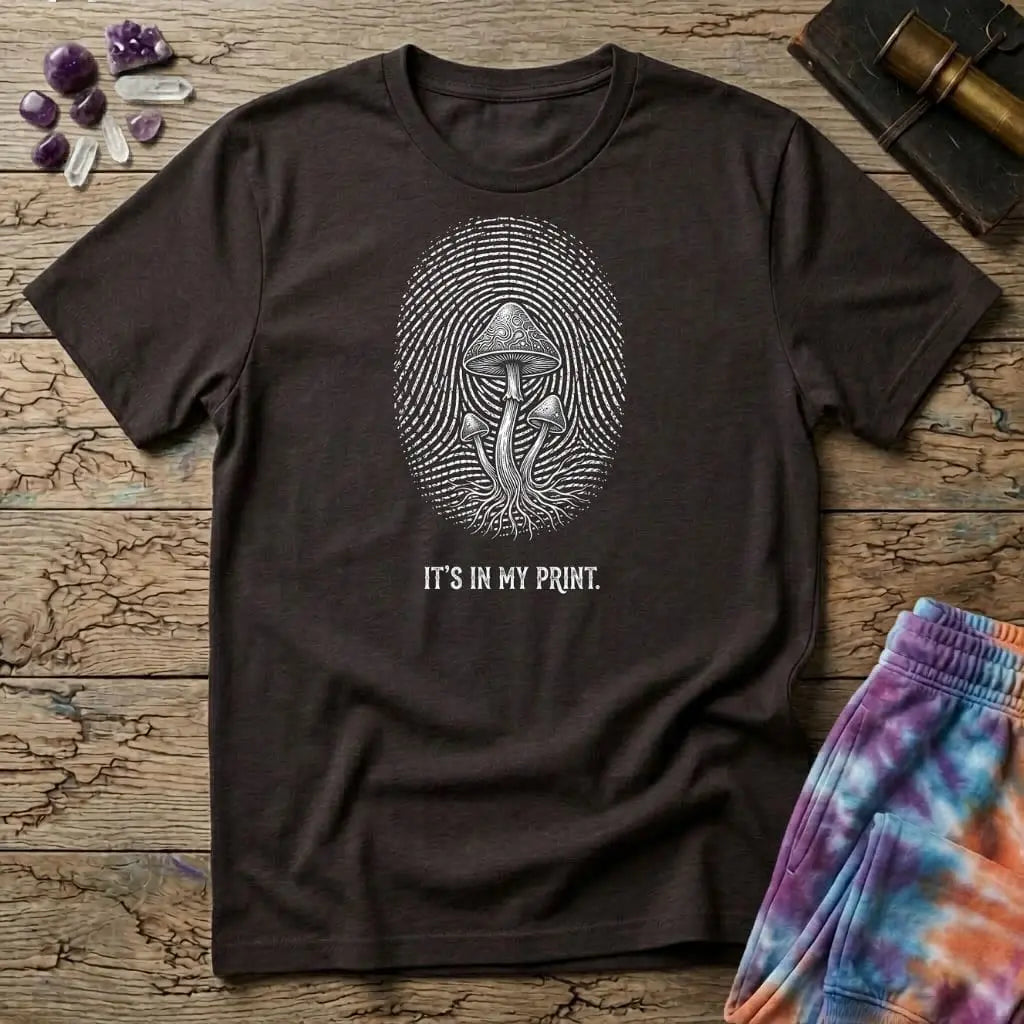 Printify T-Shirt Fingerprint Mushroom T-Shirt Mushroom Magic Mushroom T-Shirt