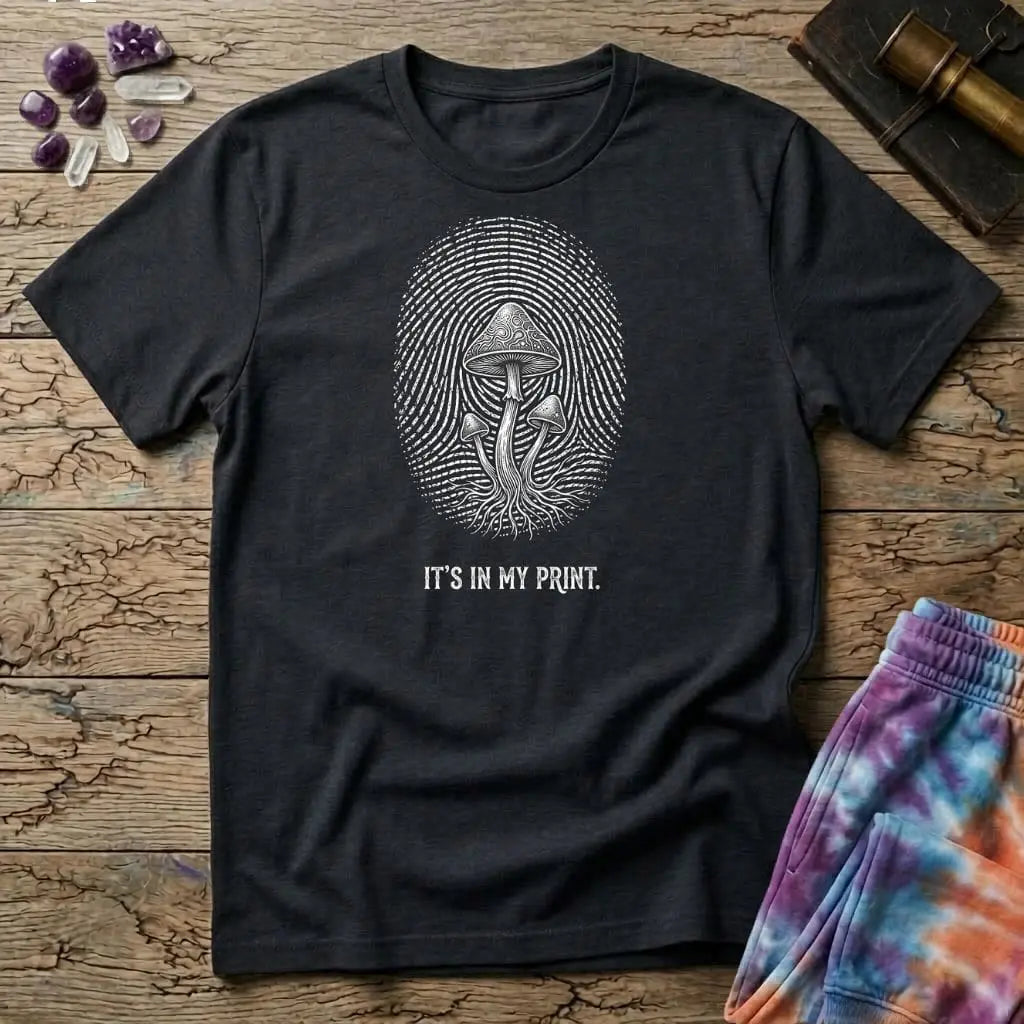 Printify T-Shirt Fingerprint Mushroom T-Shirt Mushroom Magic Mushroom T-Shirt