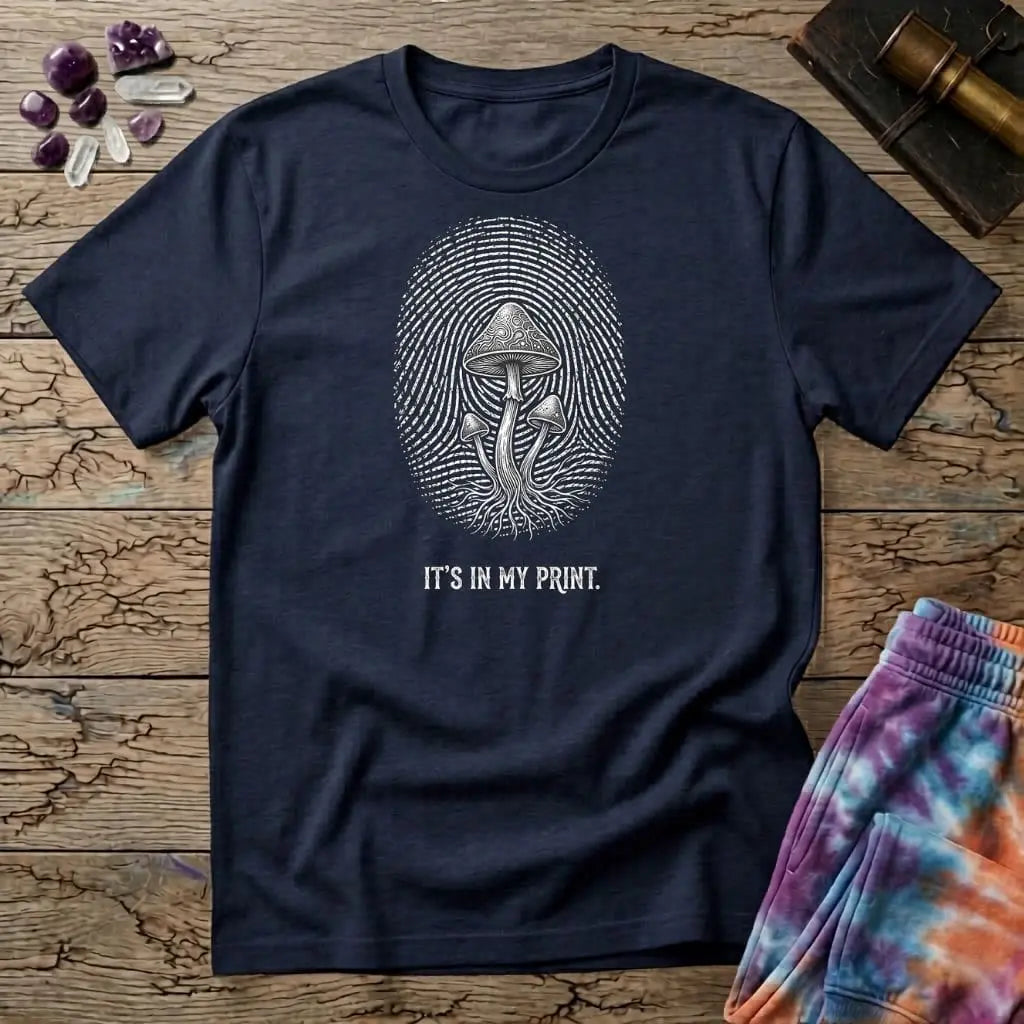 Printify T-Shirt Fingerprint Mushroom T-Shirt Mushroom Magic Mushroom T-Shirt