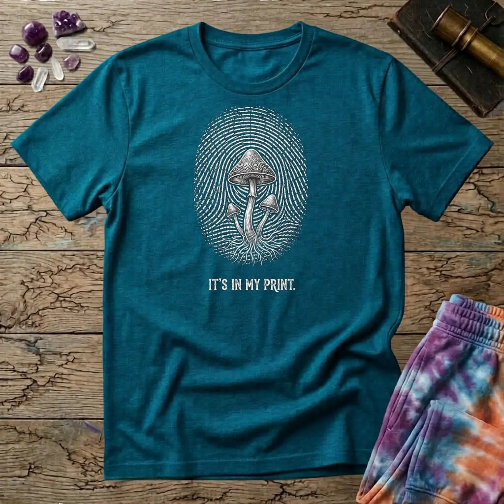 Printify T-Shirt Fingerprint Mushroom T-Shirt Mushroom Magic Mushroom T-Shirt