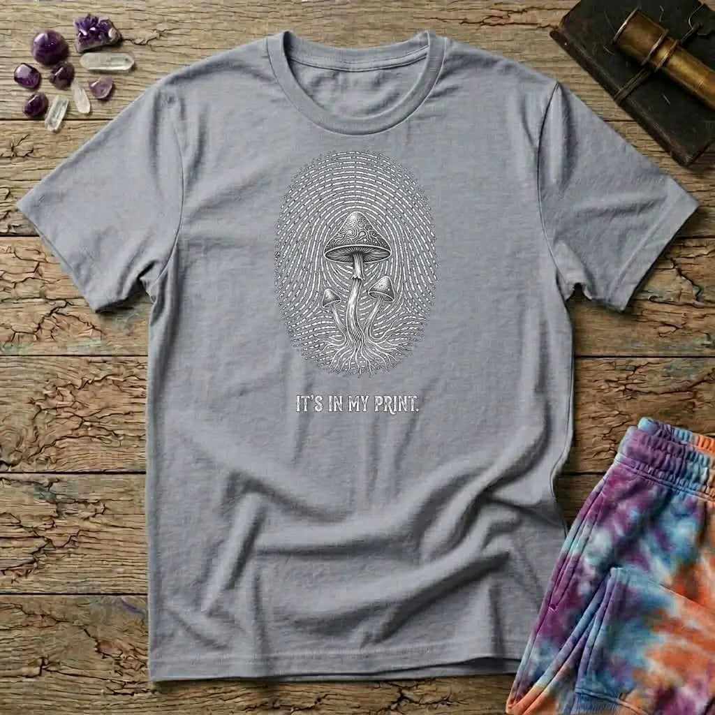 Printify T-Shirt Fingerprint Mushroom T-Shirt Mushroom Magic Mushroom T-Shirt