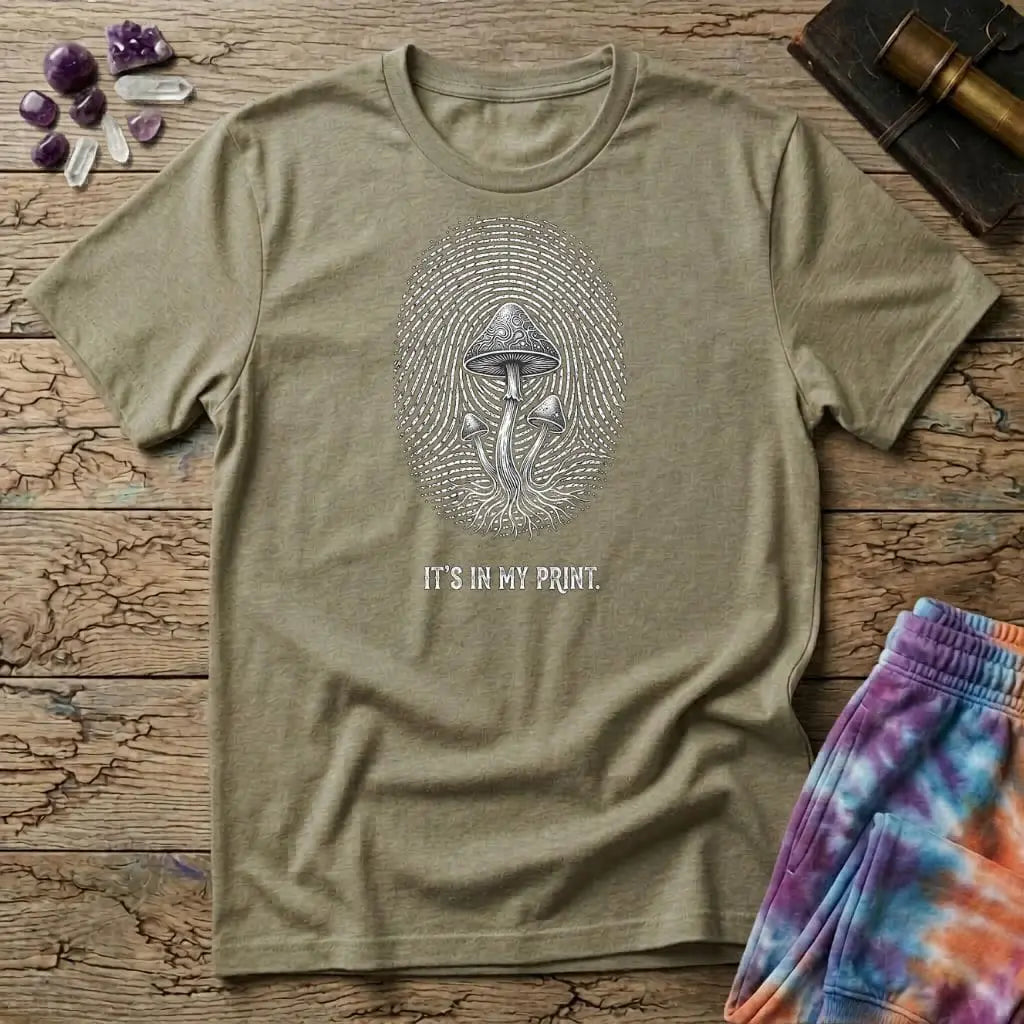 Printify T-Shirt Fingerprint Mushroom T-Shirt Mushroom Magic Mushroom T-Shirt