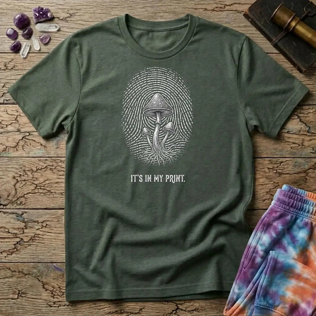 Printify T-Shirt Fingerprint Mushroom T-Shirt Mushroom Magic Mushroom T-Shirt