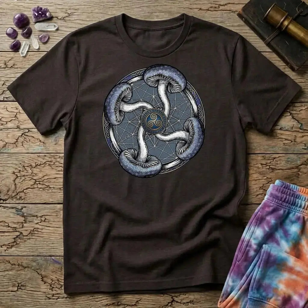 Printify T-Shirt Four Mushroom Celtic T-Shirt Mushroom Magic Mushroom T-Shirt