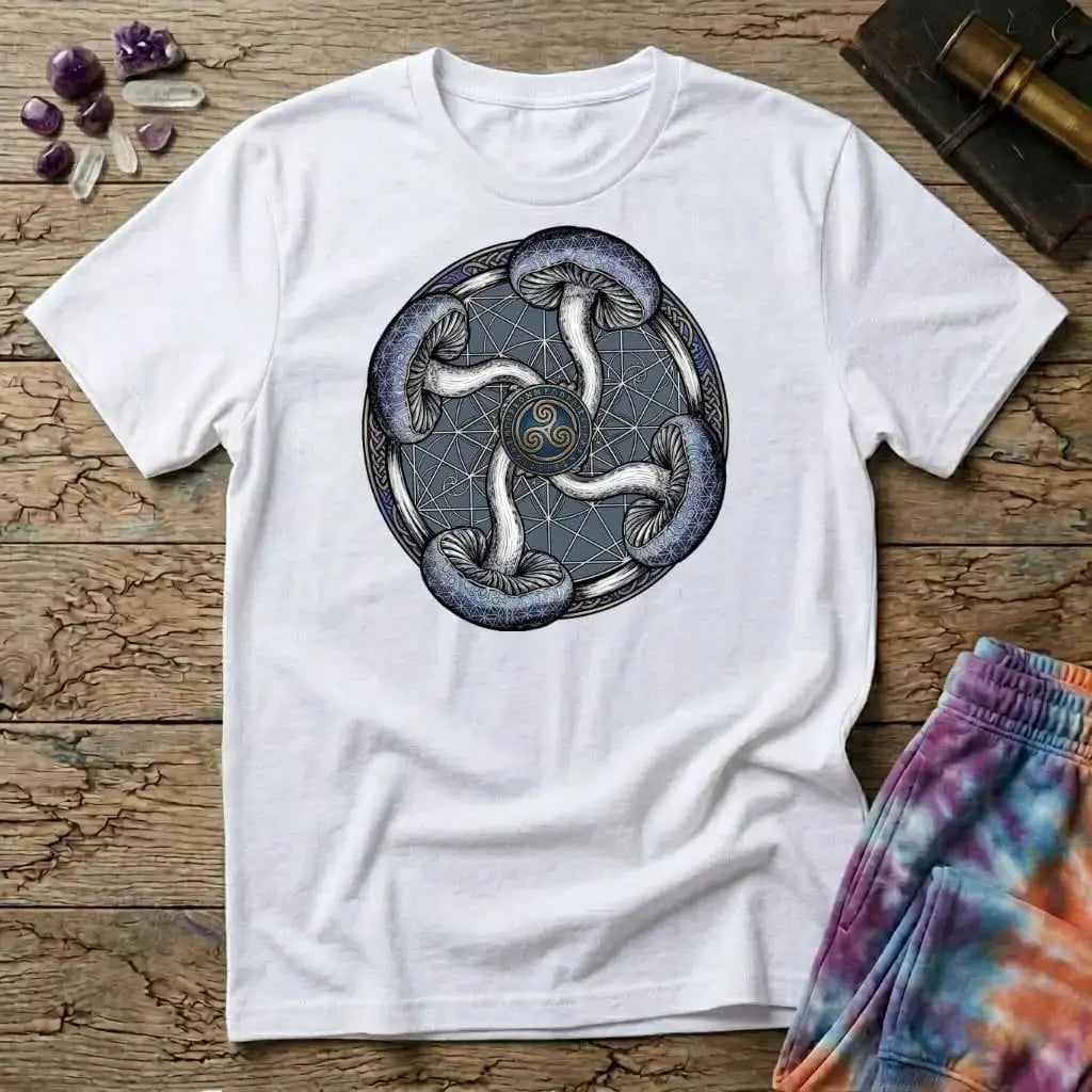 Printify T-Shirt Four Mushroom Celtic T-Shirt Mushroom Magic Mushroom T-Shirt