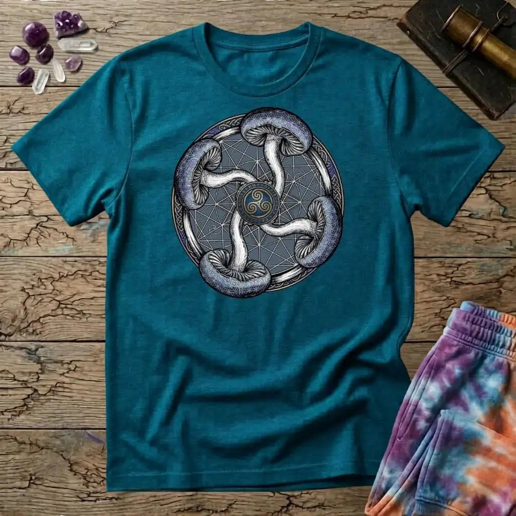 Printify T-Shirt Four Mushroom Celtic T-Shirt Mushroom Magic Mushroom T-Shirt