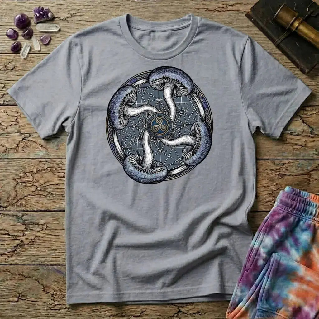 Printify T-Shirt Four Mushroom Celtic T-Shirt Mushroom Magic Mushroom T-Shirt