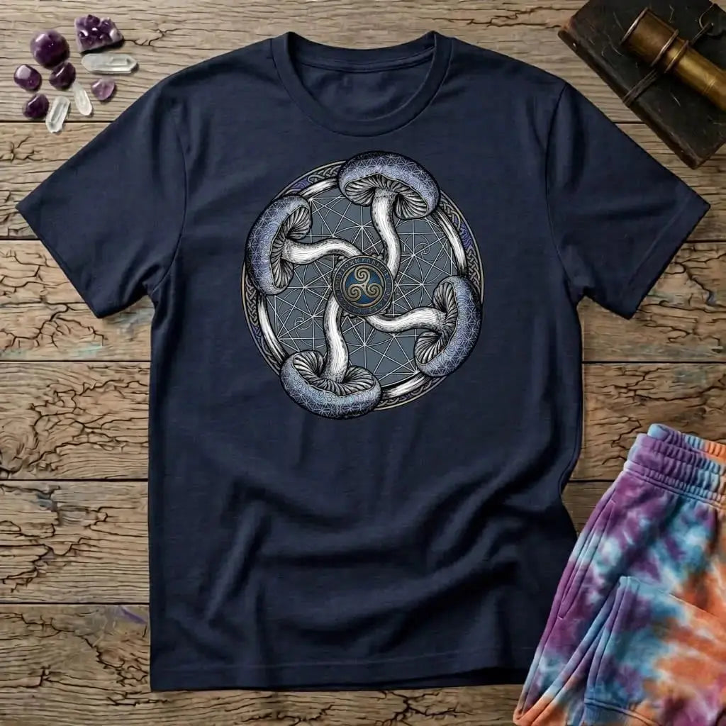 Printify T-Shirt Four Mushroom Celtic T-Shirt Mushroom Magic Mushroom T-Shirt