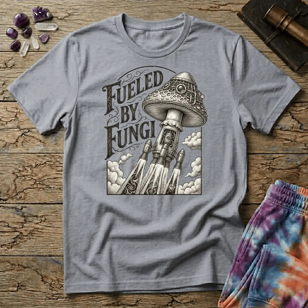 Printify T-Shirt Fueled By Fungi Mushroom T-Shirt Mushroom Magic Mushroom T-Shirt