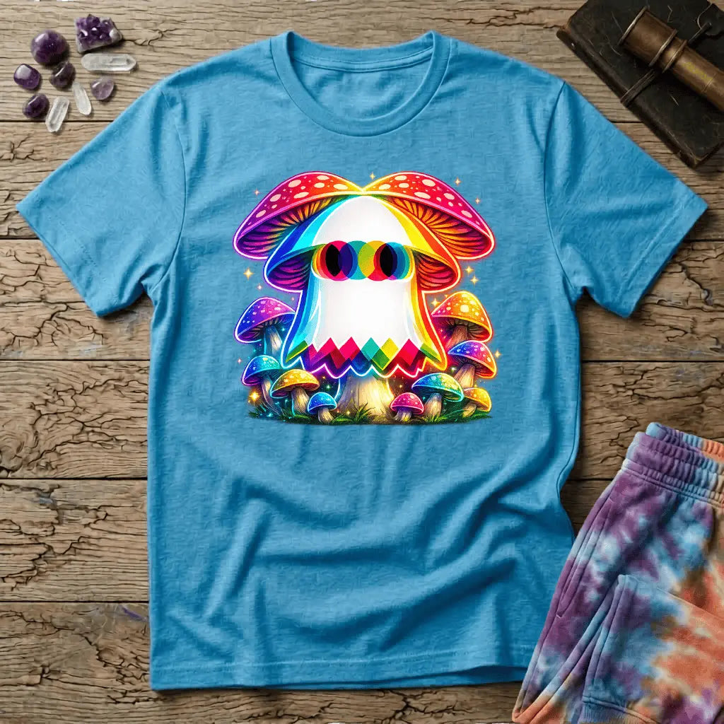 Printify T-Shirt Ghost Mushroom Too T-Shirt Mushroom Magic Mushroom T-Shirt