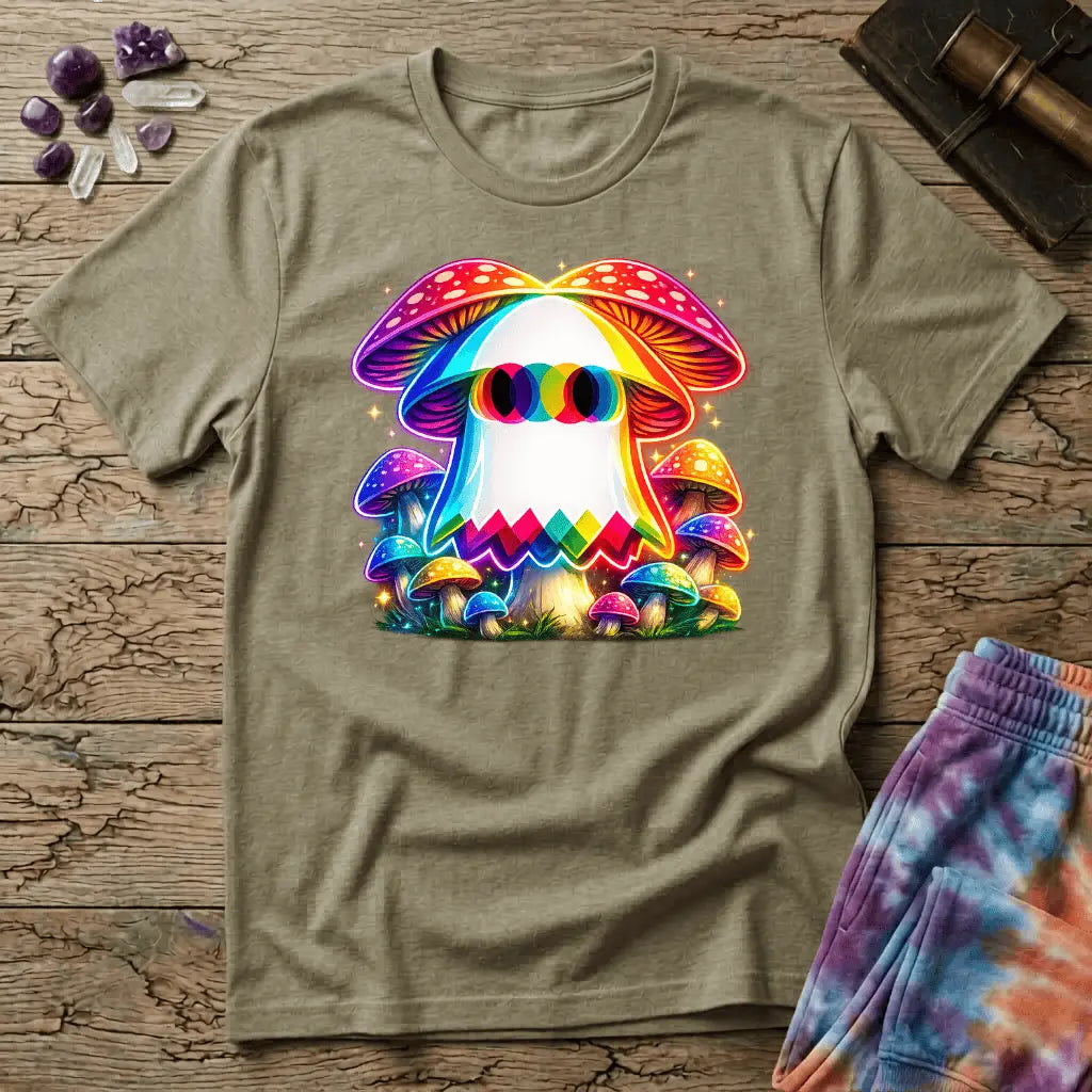 Printify T-Shirt Ghost Mushroom Too T-Shirt Mushroom Magic Mushroom T-Shirt
