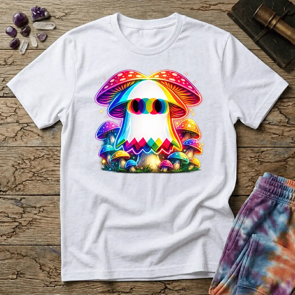 Printify T-Shirt Ghost Mushroom Too T-Shirt Mushroom Magic Mushroom T-Shirt