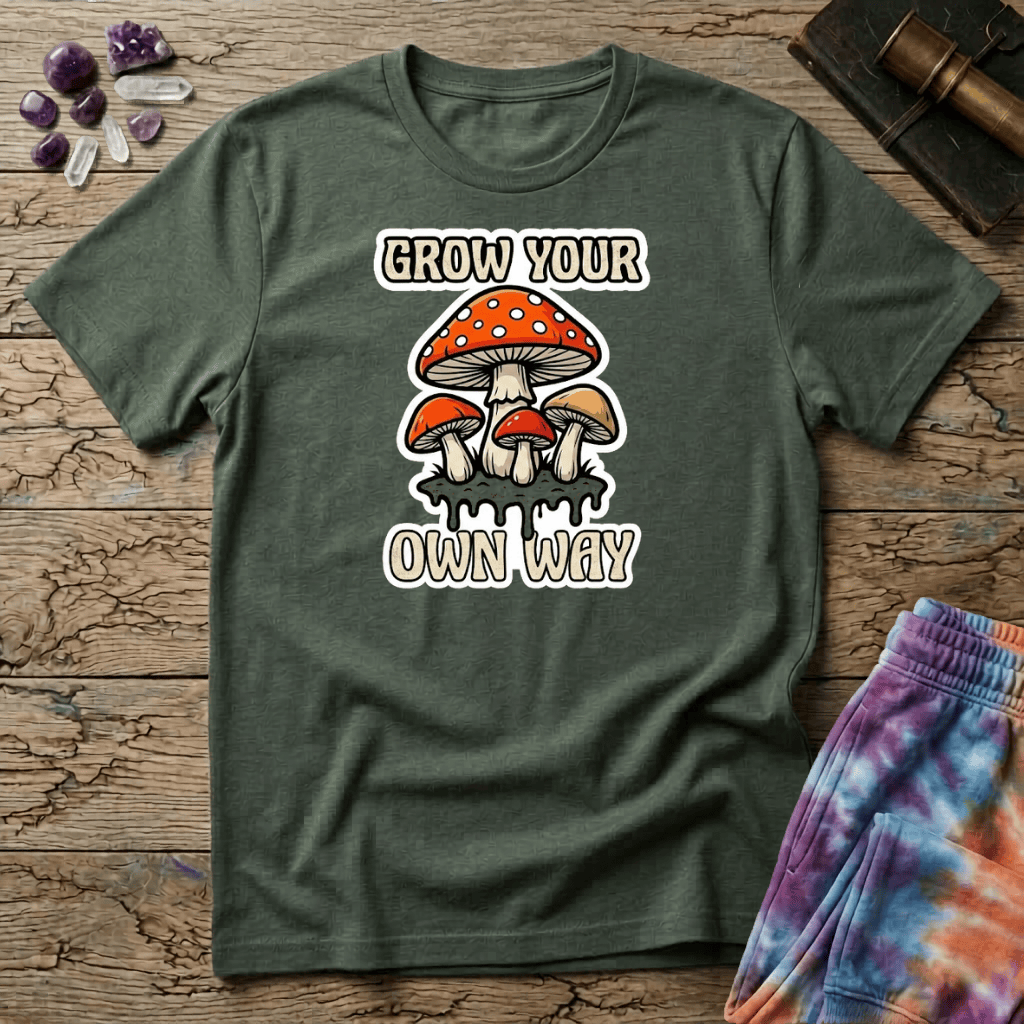 Printify T-Shirt Grow Your Own Way Mushroom T-Shirt Mushroom Magic Mushroom T-Shirt