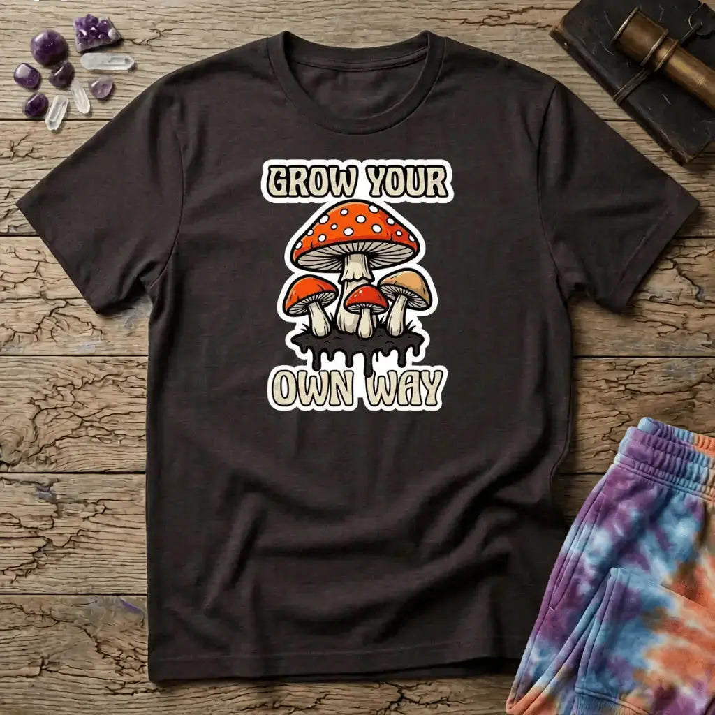 Printify T-Shirt Grow Your Own Way Mushroom T-Shirt Mushroom Magic Mushroom T-Shirt