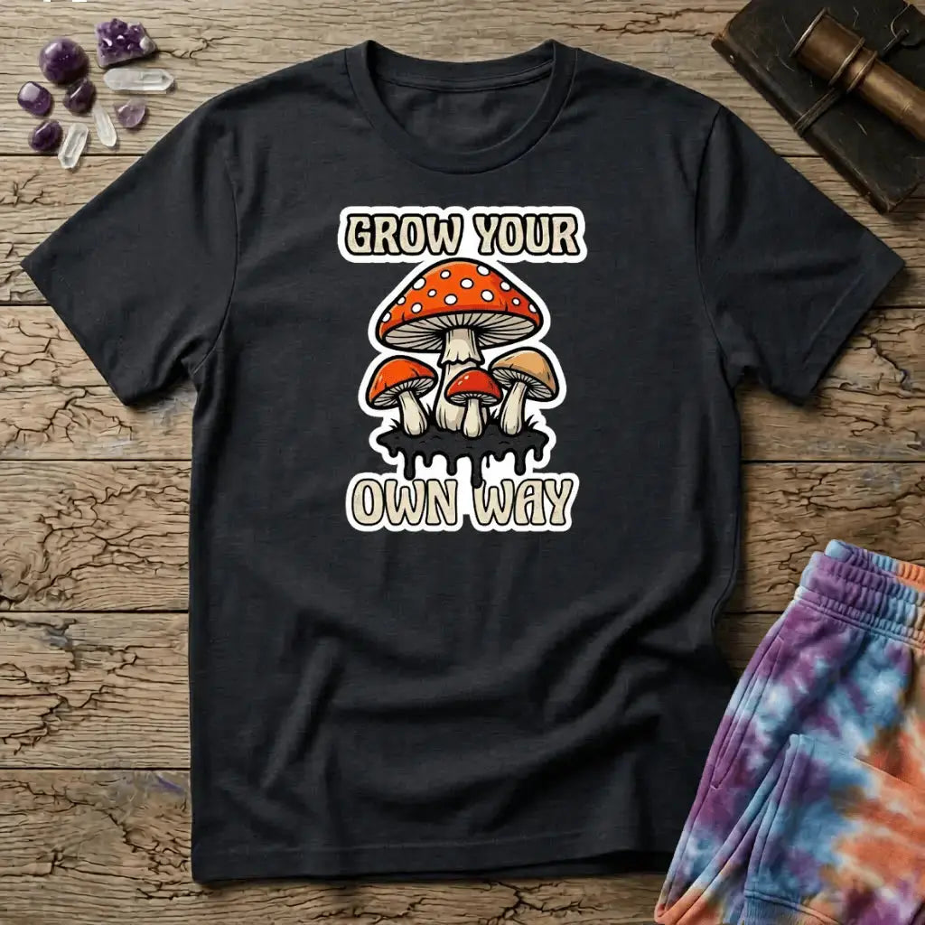 Printify T-Shirt Grow Your Own Way Mushroom T-Shirt Mushroom Magic Mushroom T-Shirt
