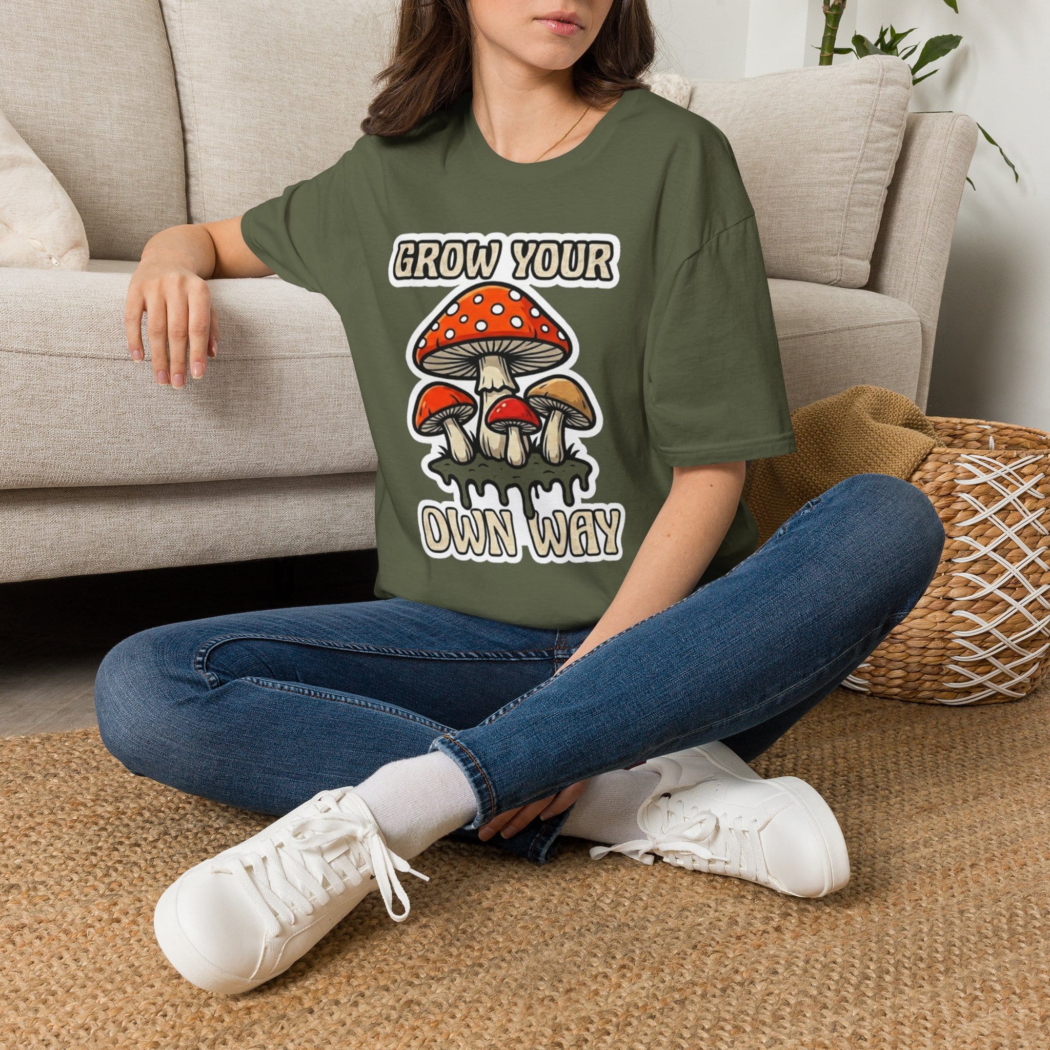Printify T-Shirt Grow Your Own Way Mushroom T-Shirt Mushroom Magic Mushroom T-Shirt