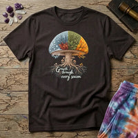 Printify T-Shirt Growth Through Any Season T-Shirt Mushroom Magic Mushroom T-Shirt