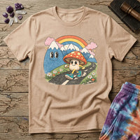 Printify T-Shirt Happy Mushroom Walking T-Shirt Mushroom Magic Mushroom T-Shirt