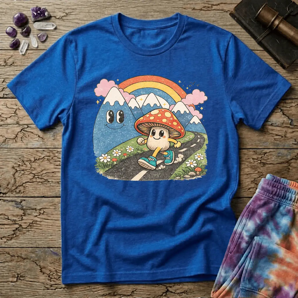 Printify T-Shirt Happy Mushroom Walking T-Shirt Mushroom Magic Mushroom T-Shirt
