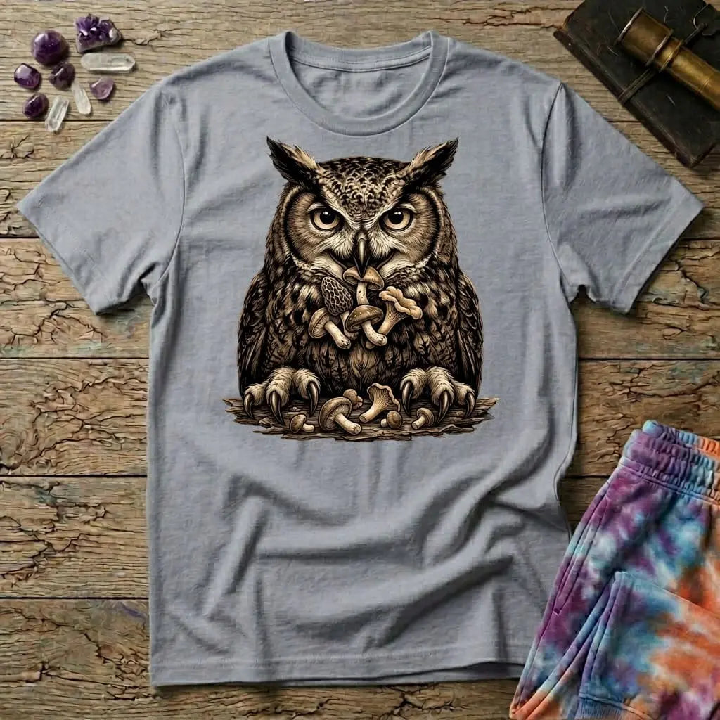 Printify T-Shirt Happy Owl Mushroom T-Shirt Mushroom Magic Mushroom T-Shirt