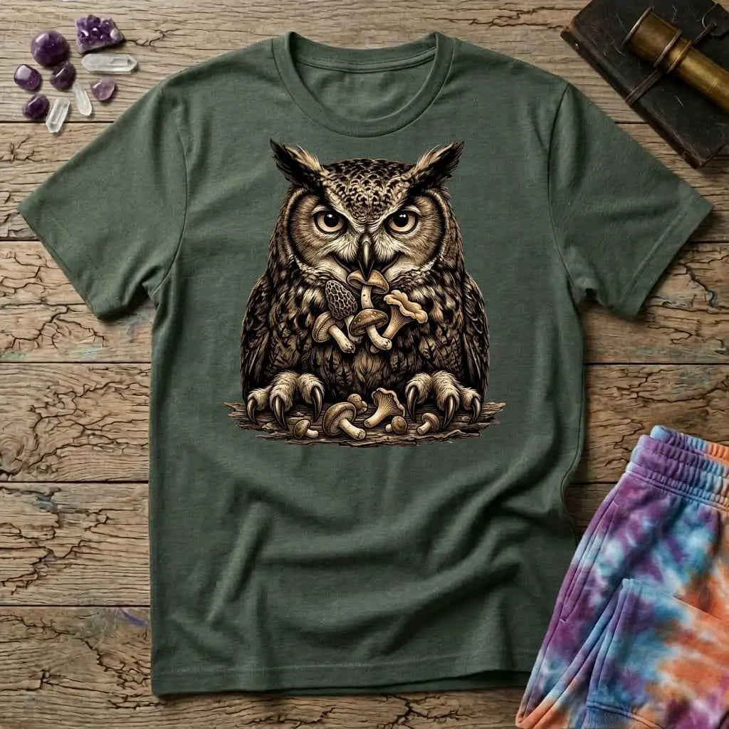 Printify T-Shirt Happy Owl Mushroom T-Shirt Mushroom Magic Mushroom T-Shirt
