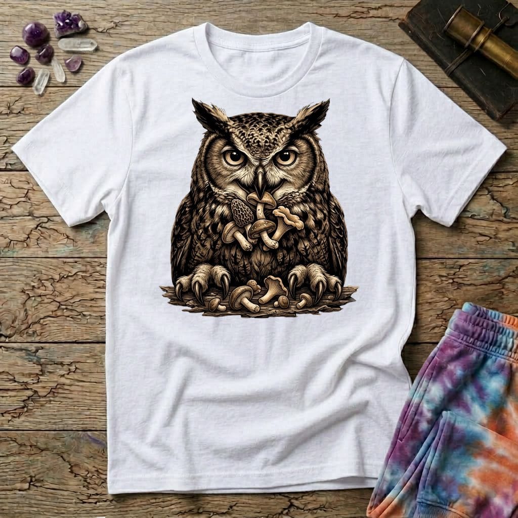 Printify T-Shirt Happy Owl Mushroom T-Shirt Mushroom Magic Mushroom T-Shirt